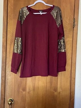 HEIMISH USA Burgundy Crewneck Long Sleeve Top